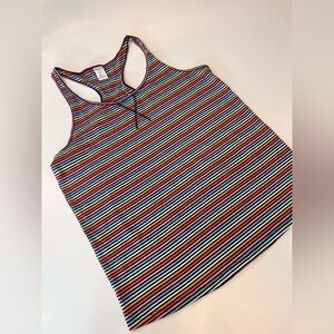 Calvin Klein Prism Cotton‎ Sleep Camisole Tank Top Rainbow Striped Womens Large